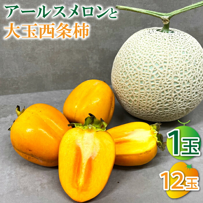 【ふるさと納税】 先行予約 アールスメロン 秀品 1玉 2L 西条柿 12玉 3L 果物 フルーツ メロン 糖度14度以上 かき 大玉サイズ 季節限定 期間限定 早期予約 10月中旬~11月上旬発送 特産品 お取り寄せ グルメ|島根県益田市
