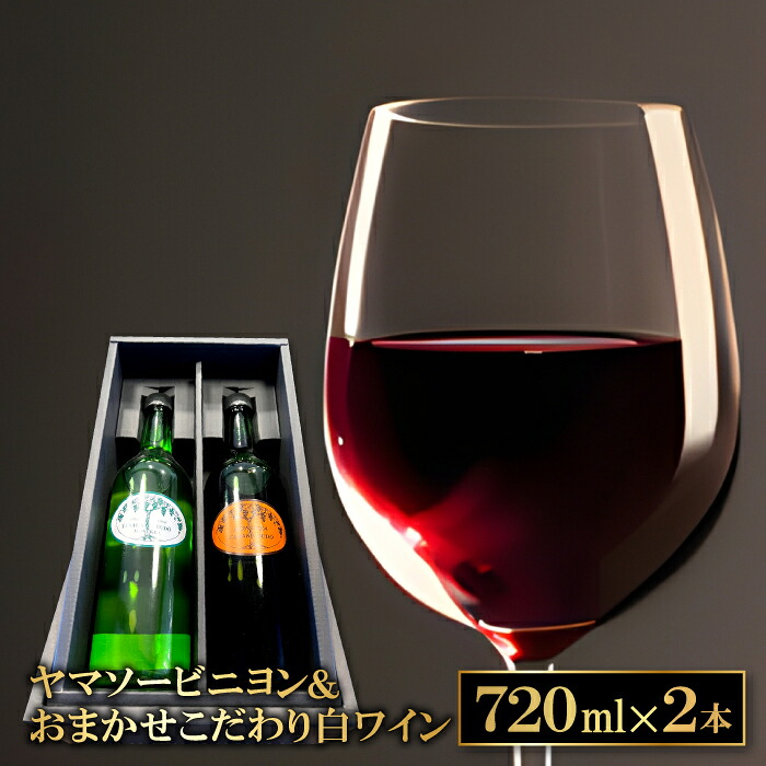 【ふるさと納税】 ヤマソービニヨン 赤ワイン ヤマソービニヨン 720ml 9.0% 1本 白ワイン おまかせ 720ml 1本 合計2本 お酒 ワイン ドメーヌワイン 赤 白 アルバリーニョ ハニービーナス デラウェア シャルドネ イタリア アーリーマスカット｜島根県益田市