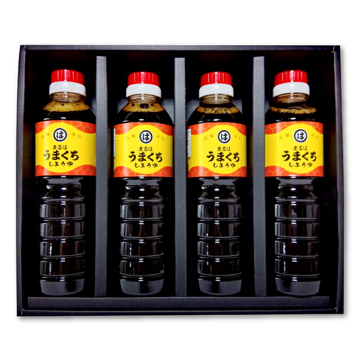 【ふるさと納税】 原醤油うまくち（500ml）4本セット 醤油 こいくち醤油 うまくち醤油 甘口醤油 天然醸造 セット 詰め合わせ 塩分控えめ 九州醤油 島根県 大田市 ギフト 贈答 プレゼント お中元 お歳暮｜島根県大田市