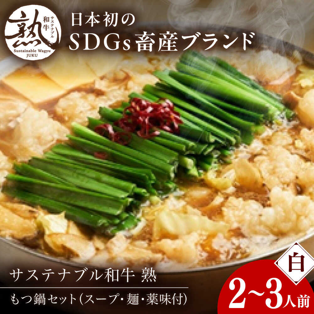 【ふるさと納税】 もつ鍋 サステナブル和牛 熟 鍋守 白のもつ鍋セット２－３人前 モツ250g | サステナブル 和牛 もつ鍋 セット 白みそ もつ モツ モツ肉 モツ鍋 ホルモン鍋 鍋セット 鍋 2人前 スープ付き 人気 おすすめ 冷凍島根県雲南市/株式会社熟豊ファーム[AIAT007]