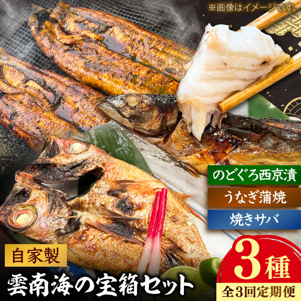 【ふるさと納税】【全3回定期便】雲南の海の宝箱セット（鰻のかば焼き・焼きサバ・のどぐろ西京漬け）鰻 うなぎ さば サバ 焼きサバ のどぐろ 魚介 生鮮 島根県雲南市/有限会社田丸屋魚店[AIEH010]