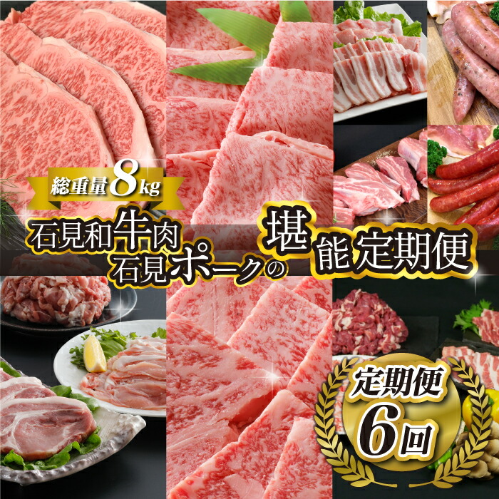 【ふるさと納税】「定期便 全6回」邑南自慢 石見和牛肉・石見ポーク 堪能定期便 総重量8kg
