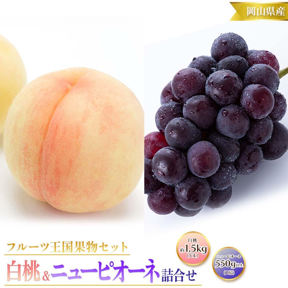 【ふるさと納税】桃 ぶどう 2026年 白桃 5玉 合計約1.5kg （1玉 約300g） ニュー ピオーネ 1房 550g もも 葡萄 詰合せ 岡山 国産 フルーツ 果物 ギフト 桃茂実苑 | もも フルーツ 果物 くだもの