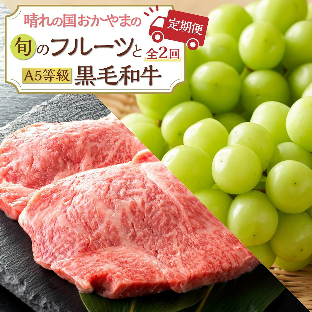 【ふるさと納税】【2回 定期便】フルーツ 肉 2026年 晴れの国 おかやま の 旬のフルーツと A5等級 黒毛 和牛 2回 定期便 ぶどう 牛肉 岡山県産 国産 ギフト|岡山県岡山市