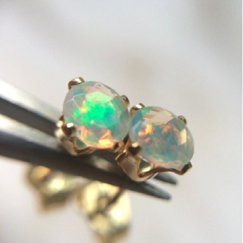 【ふるさと納税】ピアス 宝石質 AAA エチオピア オパール 4mm K14gf