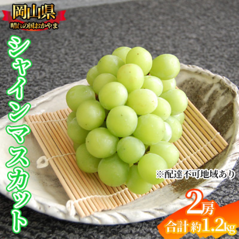 【ふるさと納税】ぶどう 2026年先行予約 シャインマスカット 晴王 2房 約1.2kg 岡山県産 お届け 9月上旬～10月中旬　お届け：2026年9月上旬～2026年10月中旬｜岡山県玉野市