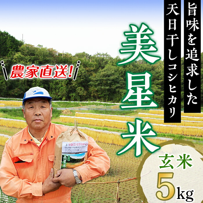【ふるさと納税】6802【玄米5kg】農家直送!美星米(旨味を追求した天日干しコシヒカリ)
