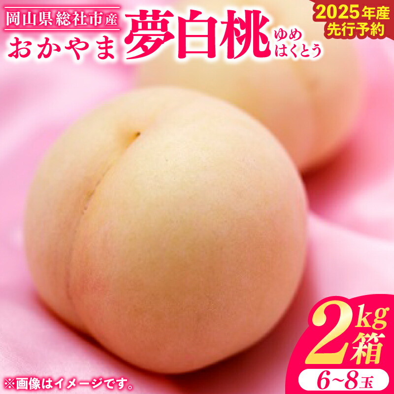 【ふるさと納税】白桃 おかやま夢白桃 2kg箱 岡山県 総社市産 2025年産先行予約 ６～８玉 7月～8月配送 25-026-004
