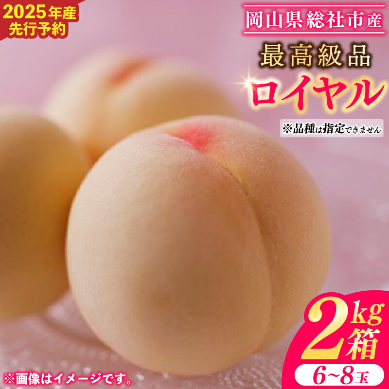 【ふるさと納税】岡山白桃 最高級品ロイヤル 2kg箱 岡山県 総社市産 2025年産先行予約 ６～８玉 7月上旬～8月中旬配送 25-037-001