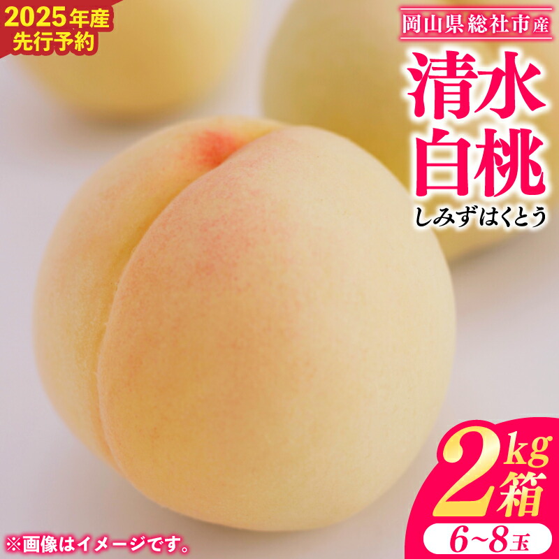【ふるさと納税】白桃 清水白桃 2kg箱 岡山県 総社市産 2025年産先行予約 ６～８玉 7月～8月配送 25-026-003