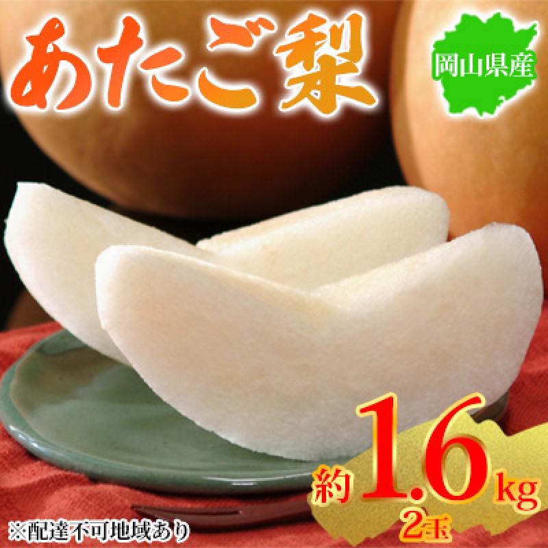 【ふるさと納税】梨 2025年先行予約 岡山県産 あたご梨 約1.6kg 2玉 お届け 11月下旬～12月中旬　お届け：2025年11月下旬～2025年12月中旬