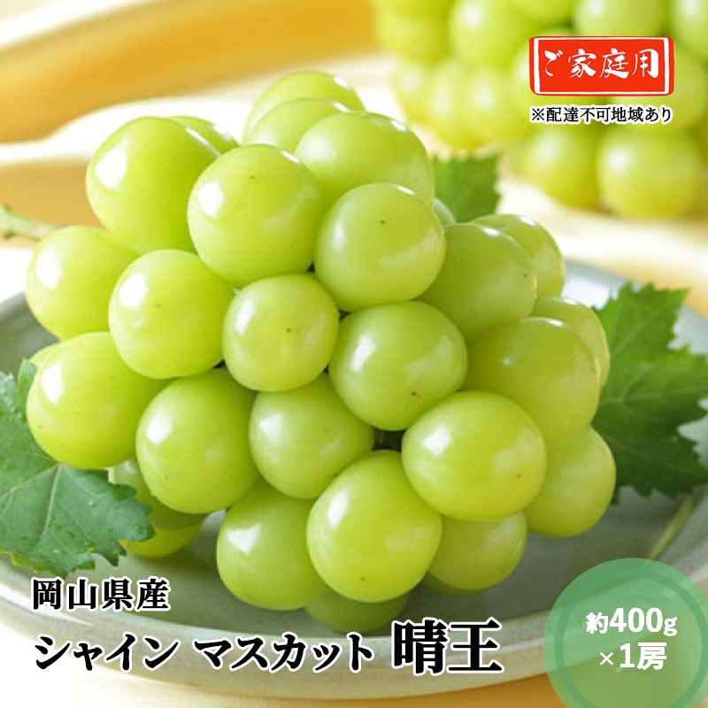 【ふるさと納税】ぶどう 2026年 先行予約 ぶどう ご家庭用 シャインマスカット 晴王 約400g&times;1房 ブドウ 葡萄 岡山県産 国産 フルーツ 果物　お届け：2026年8月下旬～2026年11月下旬｜岡山県高梁市