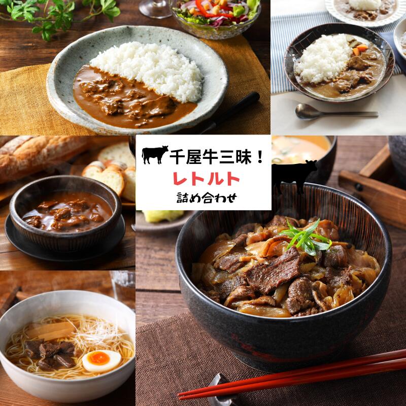 【ふるさと納税】レトルト 牛丼 カレー シチュー 乾燥ラーメン ラーメン 4食 2食 セット 千屋牛 和牛 おすすめ 美味しい 人気 レトルト食品 レトルトパウチ A級食材 特産品 キャンプ アウトドア 一人暮らし 常温 贅沢 簡単 手軽 ギフト プレゼント お土産｜岡山県新見市
