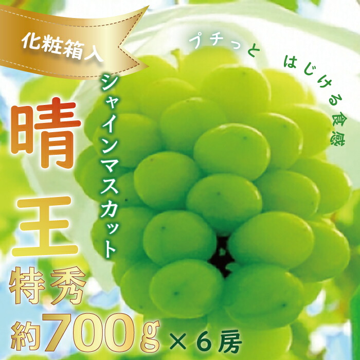 格安店 ぶどう シャインマスカット 晴王 特秀品 700g 6房 化粧箱入 岡山県産 fucoa.cl