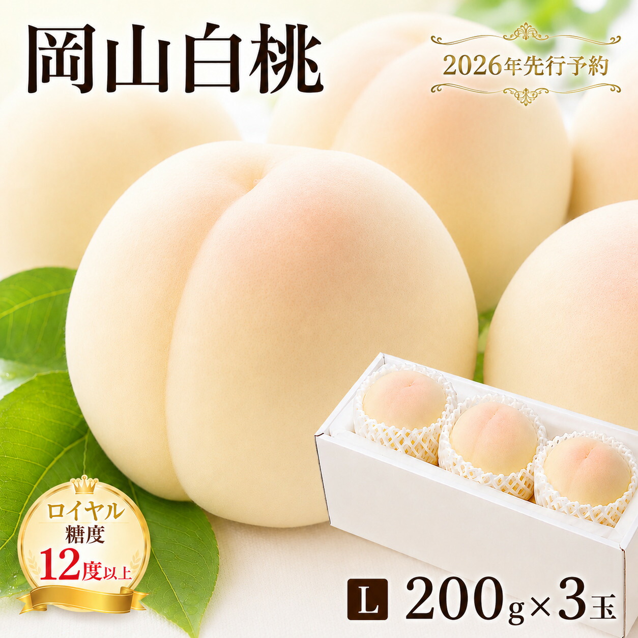【ふるさと納税】桃 2026年 先行予約 岡山 白桃 ロイヤル 3玉×約200g(Lサイズ)JAおかやまのもも(早生種・中生種)桃 もも モモ 白桃 岡山白桃 岡山県産 国産 フルーツ 果物 ロイヤル 甘い ジューシー 果汁 旬 夏 産地直送 ギフト お届け:2026年7月上旬~2026年8月中旬|岡山県瀬戸内市