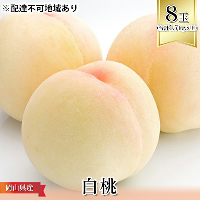 【ふるさと納税】桃 2025年 先行予約 白桃 8玉（合計1.7kg以上）化粧箱入り もも モモ 岡山県産 国産 フルーツ 果物 ギフト 　お届け：2025年7月上旬～2025年8月上旬