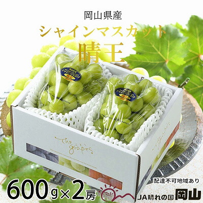 【ふるさと納税】ぶどう 2025年 先行予約 シャイン マスカット 晴王 約600g×2房 7月上旬～8月中旬発送 ブドウ 葡萄  岡山県産 国産 フルーツ 果物 ギフト 　お届け：2025年7月上旬～2025年8月中旬