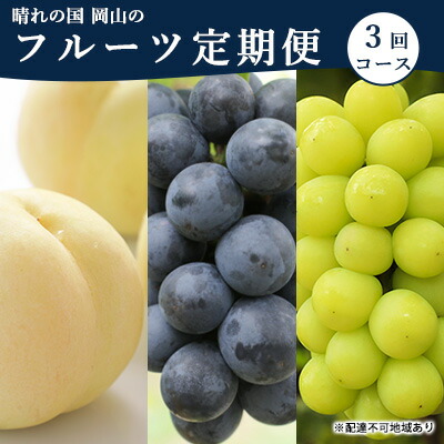 【ふるさと納税】桃 ぶどう 定期便 2025年 先行予約 晴れの国 岡山 の フルーツ 定期便 3回コース もも モモ 葡萄 ブドウ 岡山県産 国産 セット ギフト 化粧箱入り 白桃 ニューピオーネ シャインマスカット 晴王 　お届け：2025年7月上旬～2025年9月下旬