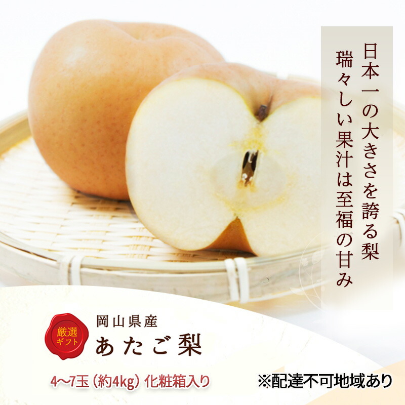 【ふるさと納税】梨 2025年 先行予約 あたご梨 4～7玉（約4kg） 化粧箱入り なし ナシ 岡山県産 国産 フルーツ 果物 ギフト 　お届け：2025年11月下旬～2025年12月下旬