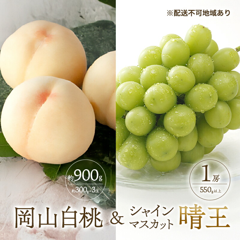 【ふるさと納税】桃 ぶどう 2026年 先行予約 白桃 3玉 合計約900g （1玉約300g） シャインマスカット 晴王 1房 550g以上 もも 葡萄 詰合せ 岡山 国産 フルーツ 果物 ギフト 桃茂実苑　お届け：2026年7月中旬～2026年8月中旬