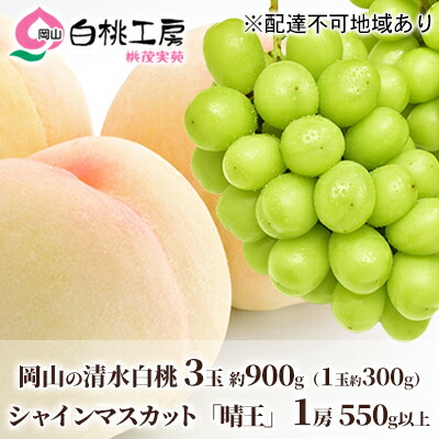 【ふるさと納税】桃 ぶどう 2025年 先行予約 清水 白桃 3玉合計 約900g （1玉約300g） シャインマスカット 晴王 1房 550g以上もも 葡萄 詰合せ 岡山 国産 フルーツ 果物 ギフト 桃茂実苑 大粒 種無し 皮ごと お取り寄せ 　お届け：2025年7月中旬～2025年8月上旬