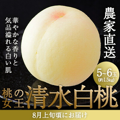 【ふるさと納税】桃 2025年 先行予約 清水 白桃 5～6玉入り(約1.5kg) 贈答用 もも モモ 岡山県 赤磐市産 国産 フルーツ 果物 ギフト 　お届け：2025年7月中旬～2025年8月上旬