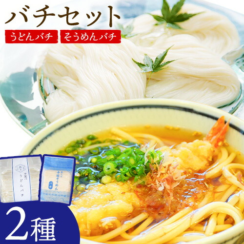 【ふるさと納税】訳ありうどん バチセット（うどんバチ・そうめんバチ）最上手延素麺有限会社《30日以内に出荷予定(土日祝除く)》岡山県 浅口市 送料無料 麺 バチ ばち うどん そうめん 素麺