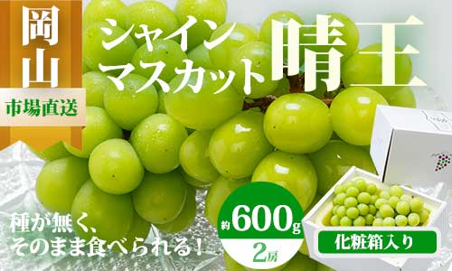 【ふるさと納税】【令和8年発送・先行予約】岡山県産　シャインマスカット(1房600g以上・晴王)2房　化粧箱入り　ZZ-18　※北海道・沖縄県・離島への配送はできません。｜岡山県和気町 17,750円