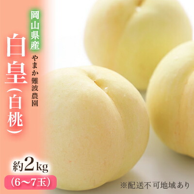 【ふるさと納税】桃 【 2025年 先行予約 】 岡山県産 白皇 （ 白桃 ） 約2kg（6～7玉） 白桃 岡山 はくとう フルーツ 果物 先行予約 数量限定 期間限定 里庄町 モモ もも 　お届け：2025年8月中旬～2025年8月下旬