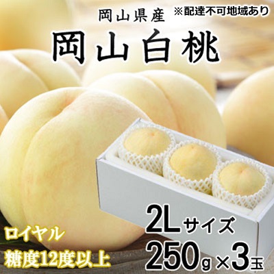 【ふるさと納税】桃 2026年 先行予約 岡山 白桃 ロイヤル 3玉&times;約250g（2Lサイズ） JA おかやま のもも（早生種・中生種） もも モモ 岡山県産 国産 フルーツ 果物 ギフト 甘い 美味しい 産地直送 贈り物 高糖度 　お届け：2026年7月上旬～2026年8月中旬｜岡山県里庄町
