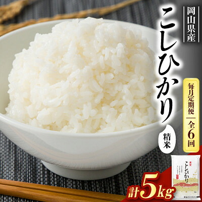 【ふるさと納税】【毎月定期便】【食味鑑定士厳選】岡山県産 コシヒカリ5kg×1袋全6回【4083353】|岡山県新庄村