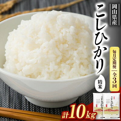 【ふるさと納税】【毎月定期便】【食味鑑定士厳選】岡山県産 コシヒカリ10kg(5kg×2袋)全3回【4083354】|岡山県新庄村
