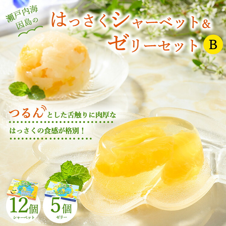 【ふるさと納税】因島のはっさくシャーベット(未凍結)とゼリーの詰め合わせB(シャーベット12個、ゼリー5個)