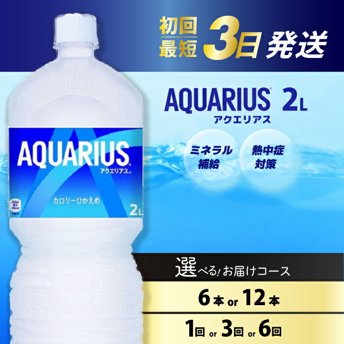 【ふるさと納税】【選べる本数・回数】アクエリアス PET 2L 6本（１ケース）/ 12本（２ケース） お届け回数 1回/3回/6回 最短3日で発送 スポーツドリンク スポーツ飲料 清涼飲料水 水分補給 ペットボトル 箱買い まとめ買い 014019-r