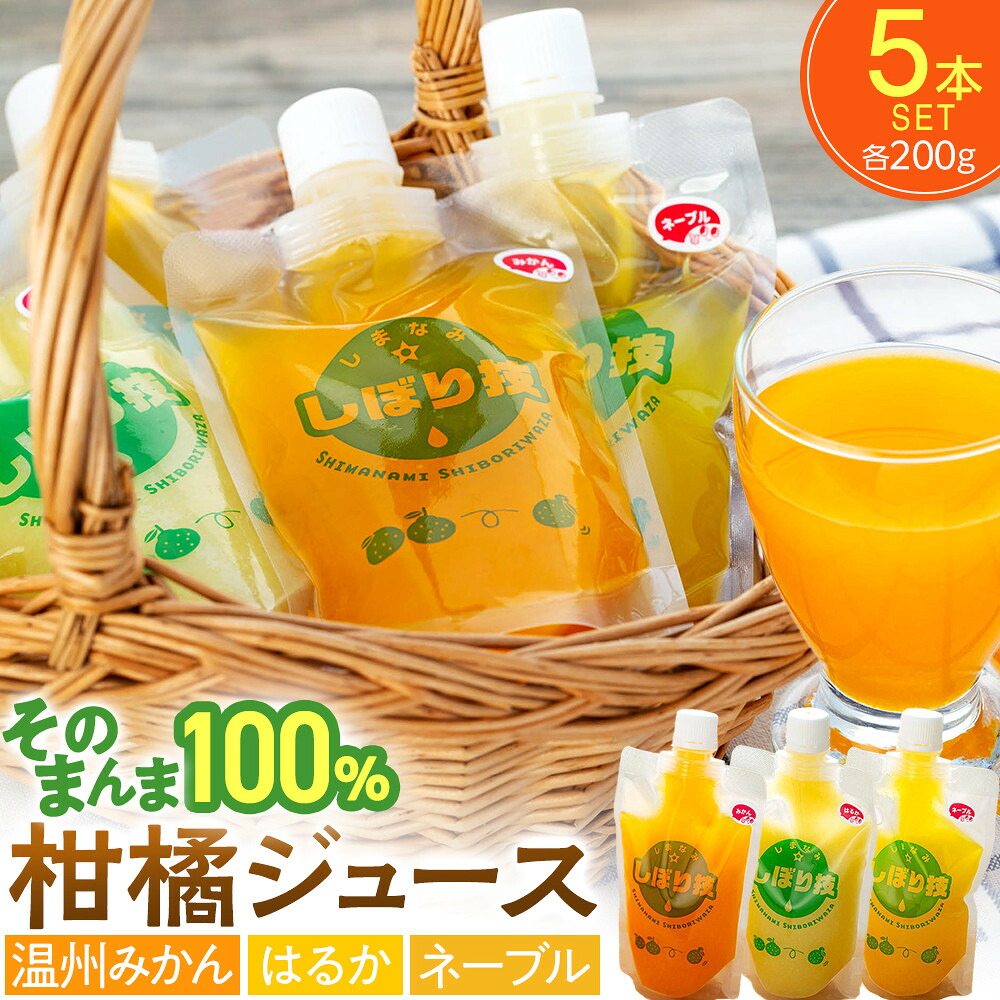 【ふるさと納税】そのまんま100％柑橘ジュース詰合せ5本セット | 柑橘飲料 はるかジュース 温州みかんジュース ネーブルジュース　自然の恵み 人気 尾道市｜広島県尾道市