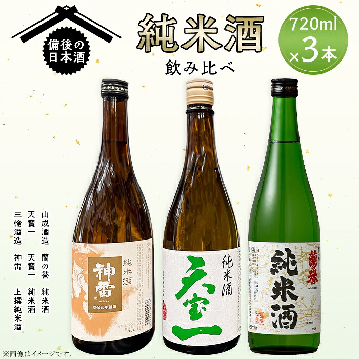 【ふるさと納税】【びんご圏域連携】備後の日本酒『純米酒』飲み比べセット［No.1035］／ 日本酒 純米酒 飲み比べ 地酒 家飲み 晩酌 食中酒 冷酒 熱燗 お燗 米の旨み キレのある酒 ギフト お酒セット 飲みやすい 和食に合う 酒好き 送料無料 広島県｜広島県府中市