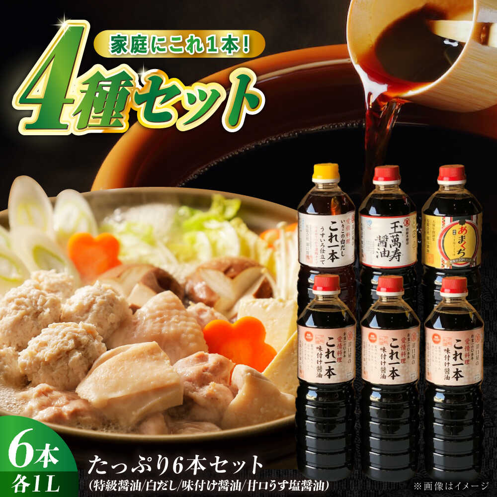 【ふるさと納税】【限定】【選べる発送月】醤油 調味料 味付け醤油たっぷり6本セット（特級/白だし/味付け/あまくちうす塩） ラーメン うどん ギフト 江田島市/有限会社濱口醤油 [XAA003] 醤油 しょうゆ だし 出汁 簡単 調味料 大豆 セット 保存 酒 限定