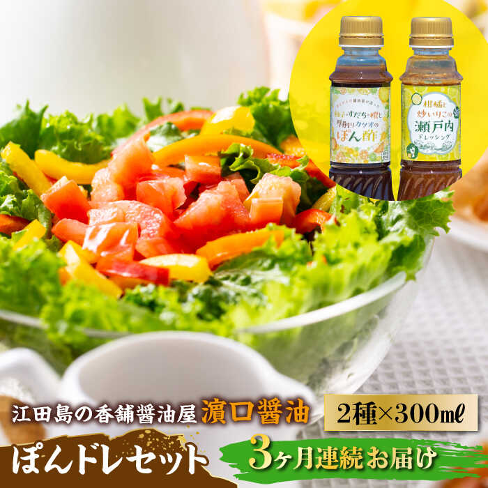 【ふるさと納税】調味料 セット 保存 だし 醤油 しょうゆ 【全3回定期便】一度使うともう戻れない！ かけるだけで大満足ののぽんドレセット 300mL×2種 (ポン酢/ドレッシング) 料理 うどん ギフト 和食 簡単レシピ 江田島市/有限会社濱口醤油[XAA029]