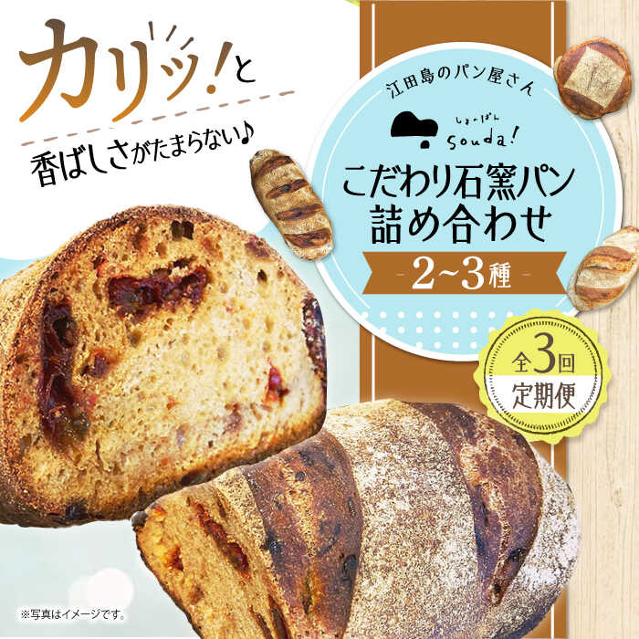 【ふるさと納税】【全3回定期便】人気 石窯パン 詰め合わせ(2～3種) パン ハードパン セット 定期便 詰め合わせ 江田島市/しまのぱん souda！ [XAQ004] パン 石窯 国産 国産小麦 ルヴァン 天然酵母 ハードパン ハード系 定期便
