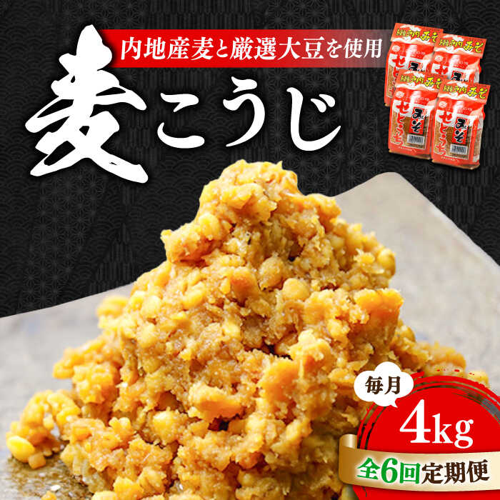 【ふるさと納税】【全6回定期便】【創業明治28年の伝統の味】田舎みそ 麦こうじ 1kg×4袋 安心 安全 料理 味噌 みそ 麦みそ 合わせ味噌 味噌汁 みそ汁 セット 詰め合わせ 発酵 加工食品 調味料 大豆 広島県産 人気 送料無料 江田島市/瀬戸内みそ高森本店[XBW054]