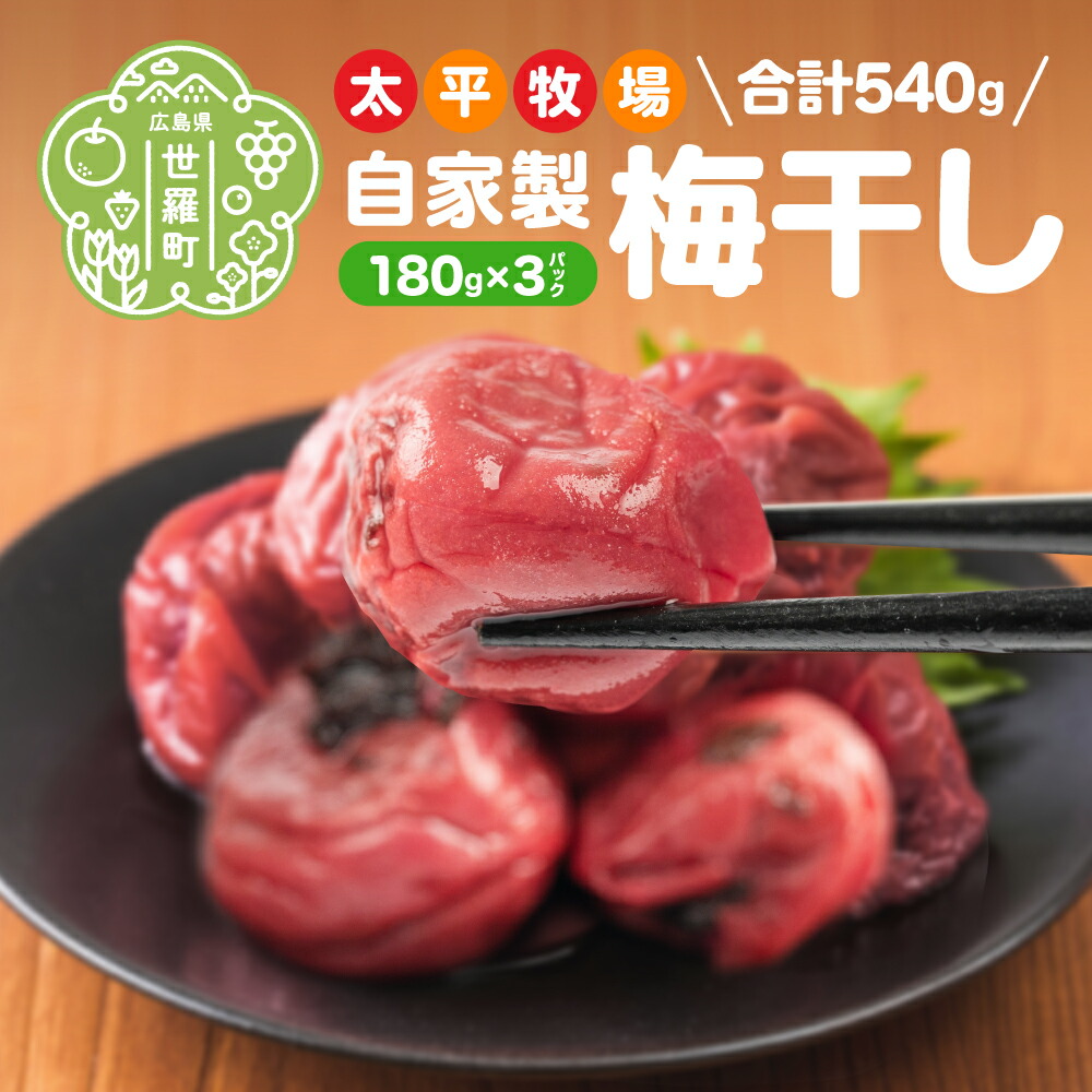 【ふるさと納税】自家製 梅干し 3パック 合計540g (180g×3) 世羅産 大粒 昔ながら すっぱい すっぱい梅 梅 梅干 ウメ しそ梅 うめ漬 赤しそ うめぼし おにぎり お弁当 A035‐15