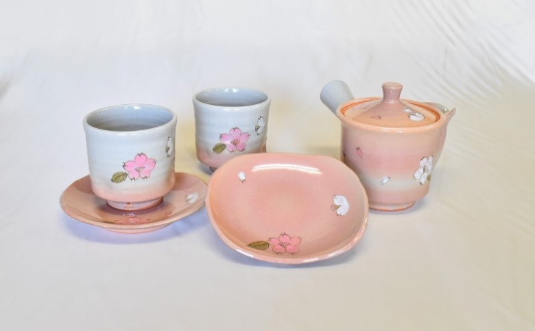 【ふるさと納税】萩焼 御本手桜散し茶器揃い