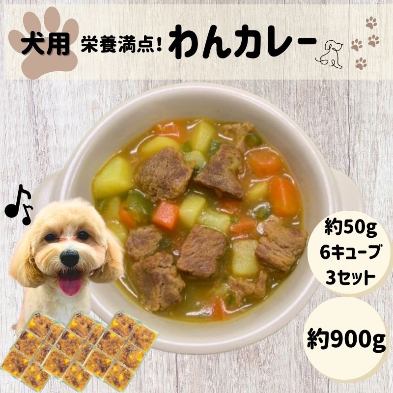 【ふるさと納税】わんちゃん 栄養満点 わんカレー 約300g 約50g×6キューブ×3セット