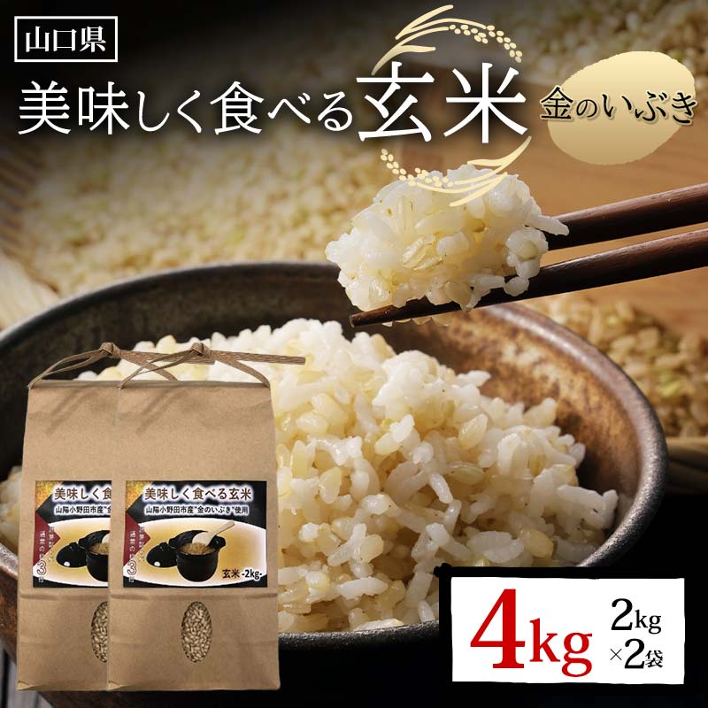 【ふるさと納税】 美味しく食べる玄米 計4kg 2kg&times;2袋 玄米 金のいぶき 小分け 定期便 ご当地 グルメ 食品 F6L-1345｜山口県山陽小野田市