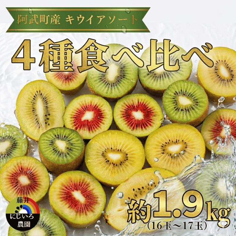【ふるさと納税】【先行予約】【食べ比べ】キウイ 4種アソート 約1.9kg 山口県阿武町産 希少品種セット 2026年11月~2027年2月発送(品種指定不可)|山口県阿武町