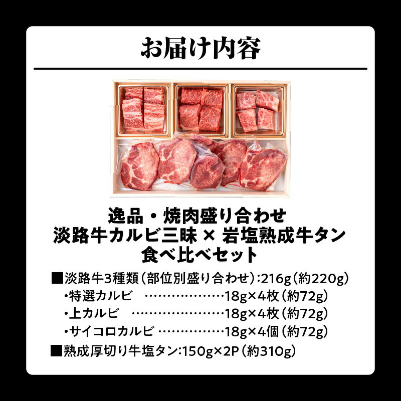 市場 ふるさと納税 淡路牛カルビ三昧×岩塩熟成牛タン 1B005a 焼肉盛り合わせ 逸品