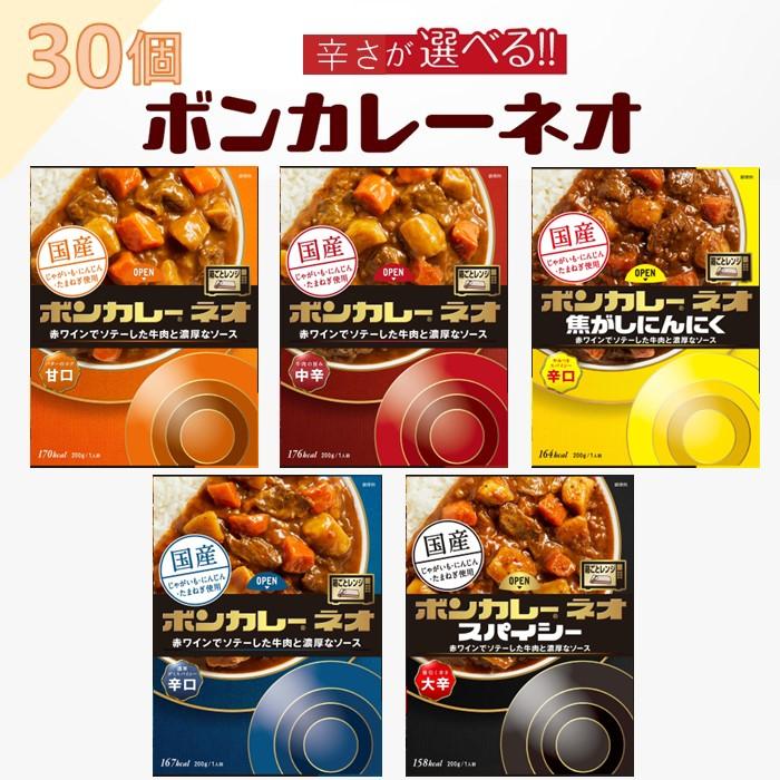 【ふるさと納税】【選べる5種類！】ボンカレーネオ（ 甘口・中辛・大辛・やみつきスパイシー・デミスパイシー）各200ｇ×30個 | レトルトカレー レトルト カレー 非常食 保存食 長期保存 防災食 備蓄食 災害用品 災害用保存食
