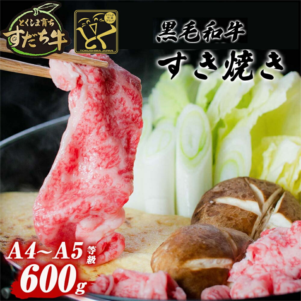 【ふるさと納税】 黒毛和牛 すだち牛 600g すき焼き用 ｜ 赤身 国産 牛肉 冷凍 お肉 グルメ ギフト 和牛 霜降り カット 小分け