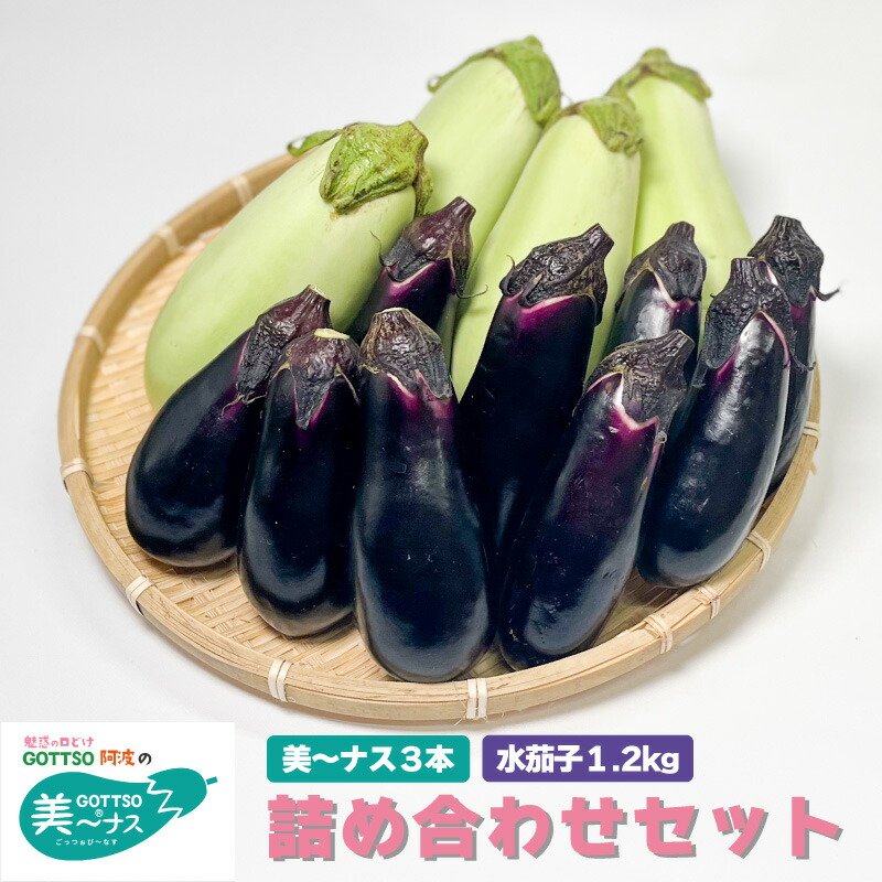 【ふるさと納税】 野菜 夏野菜 なすび 茄子 美～ナス 3本 水茄子 約1.2kg 詰め合わせ セット 白ナス 翡翠茄子 朝どれ 産地直送 漬物 浅漬 天ぷら 徳島県 阿波市 7,700円
