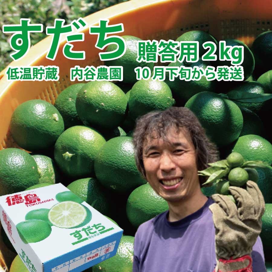 【ふるさと納税】内谷農園 低温貯蔵すだち 贈答用 2kg|徳島県勝浦町